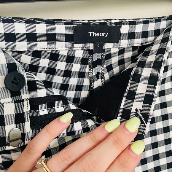 Theory Gingham Skinny Stretch Pant - Picture 3 of 7